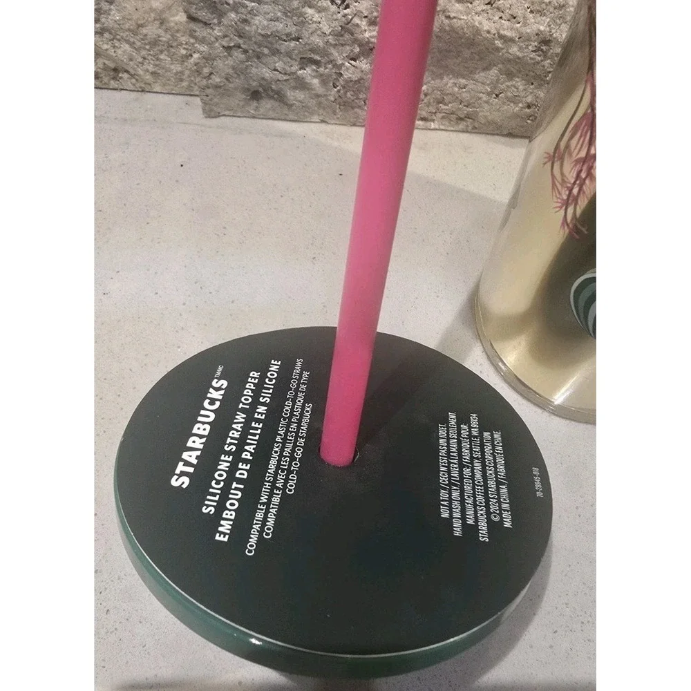 New Starbucks 2024‎ Christmas Holiday Reindeer Pink Straw Topper Tumbler Coll